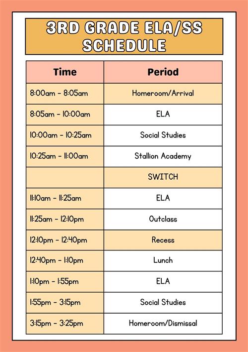 3rd Grade ELA/SS Schedule